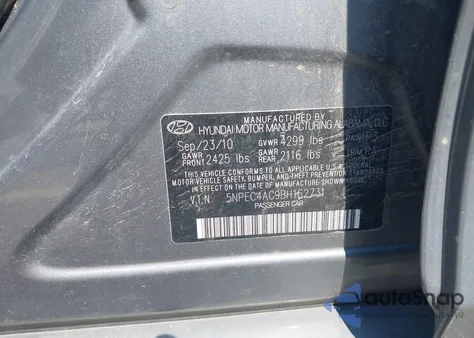 2011 Hyundai Sonata Se из США, поврежденный, VIN 5NPEC4AC9BH162731